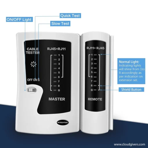 Network Ethernet Cable Tester for LAN RJ45 Cat5 Cat5e Cat6 Cat6a Cat7 UTP/Shielded Cable and RJ11 RJ12