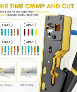 RJ45 Pass-Through Crimp Tool for Cat6/Cat5 Ethernet | Crimper, Cutter & Wire Stripper